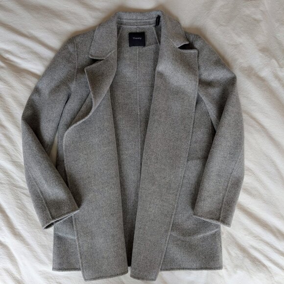 Theory Open Front Coat in Double-Face Wool-Cashmere - Size Small - Picture 3 of 10